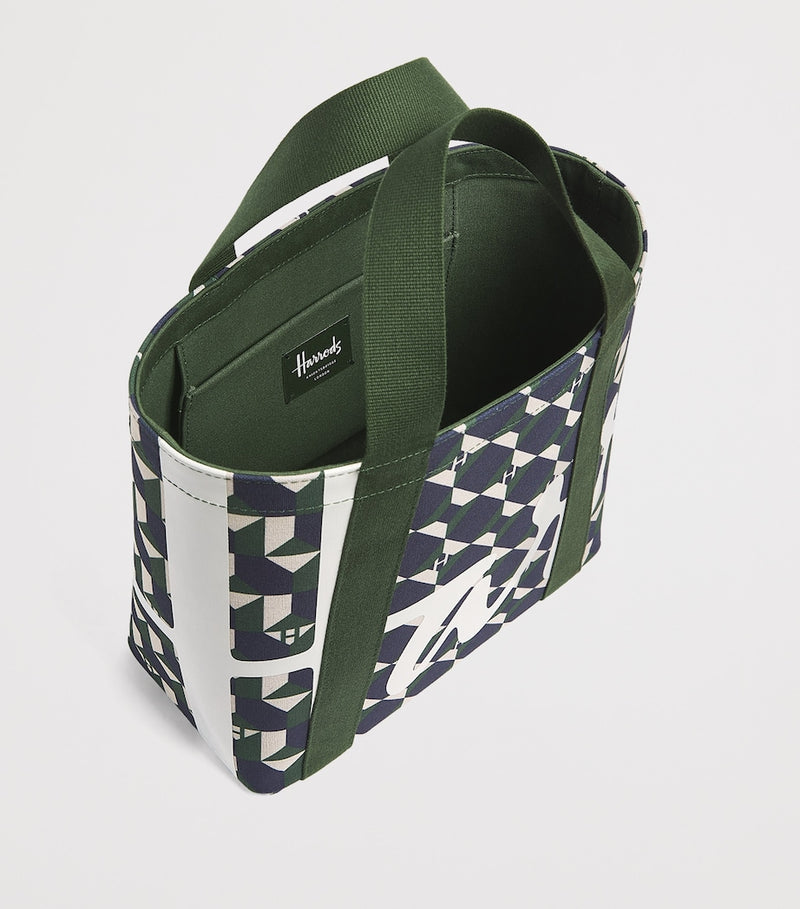 Harrods mini cotton geometric logo tote bag, UK version