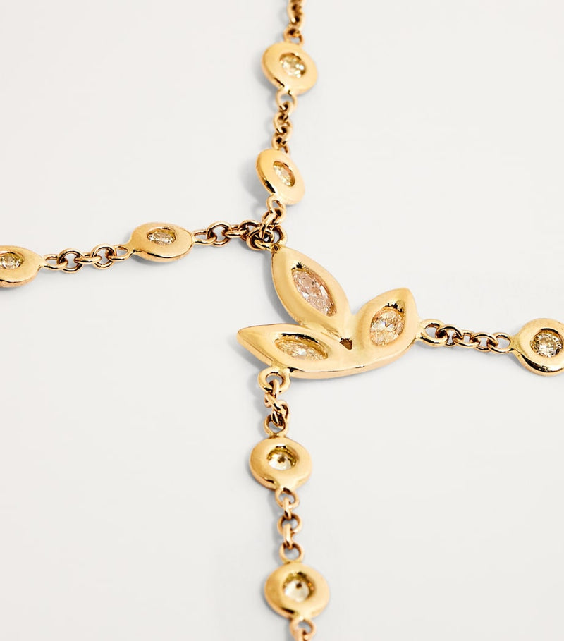Jacquie Aiche yellow gold diamond finger bracelet, UK version