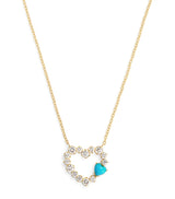 Harrods Jennifer Meyer Yellow Gold Diamond and Turquoise Open Heart Necklace 40cm- Buy online at McGrocer