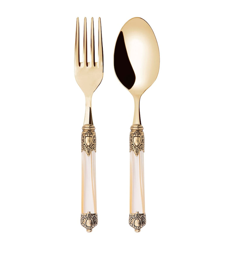 Bugatti Rinascimento 2-piece serving set in stainless steel with gold plating, UK version