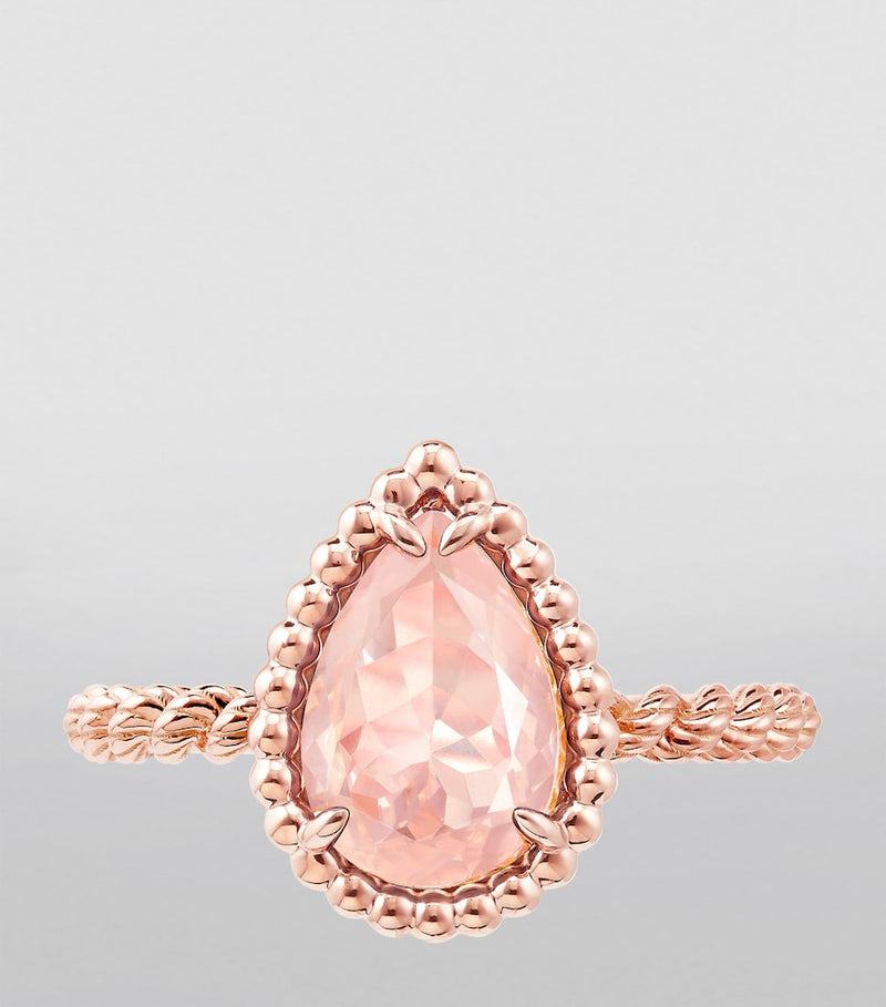 Boucheron Serpent Bohème ring in rose gold with pink quartz - British product