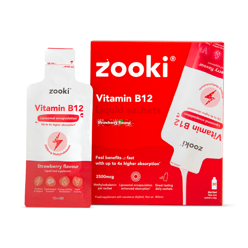 Zooki liposomal vitamin B12 2500mcg strawberry 30 sachets, UK version