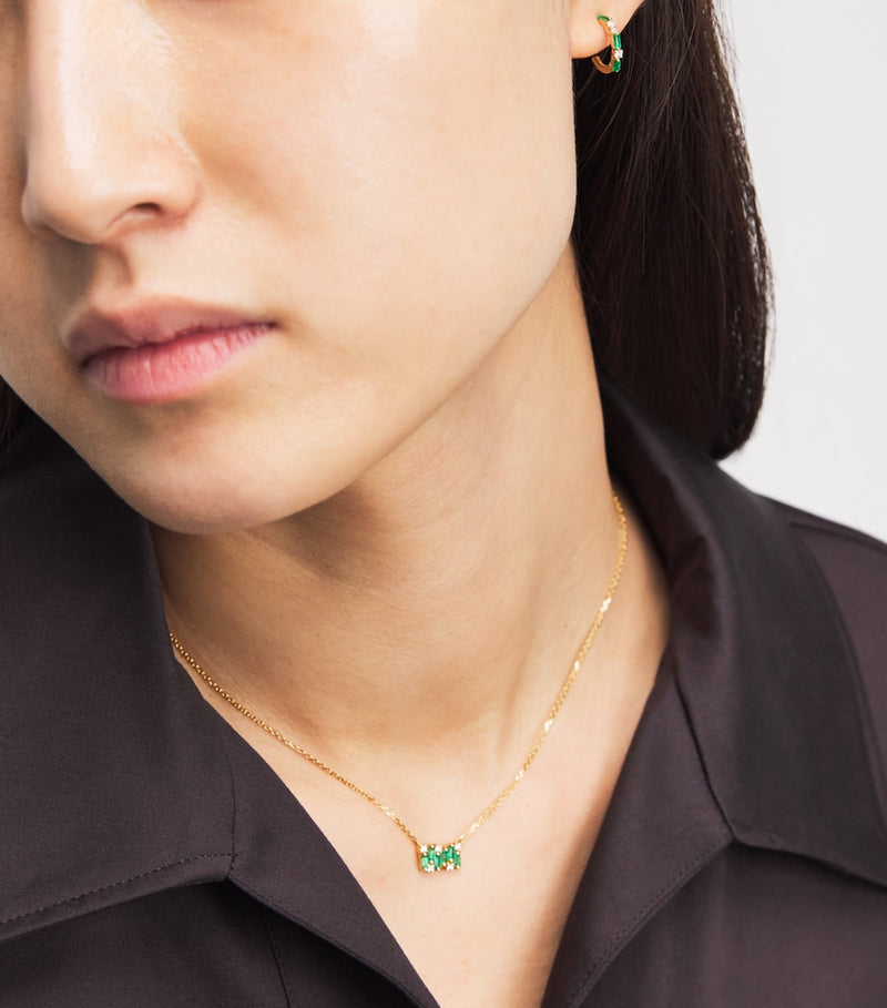 Suzanne Kalan emerald and diamond pendant necklace, imported from the UK