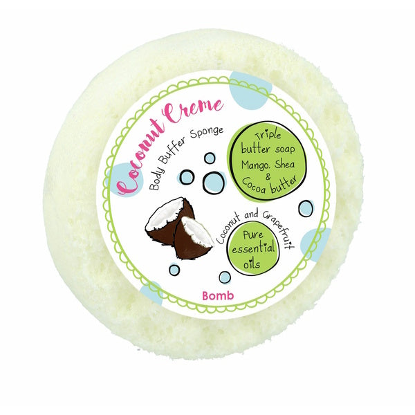 Bomb Cosmetics Body Buffer Soap Sponge Coconut Creme - British product