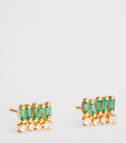 Suzanne Kalan emerald and diamond stud earrings in yellow gold, UK version