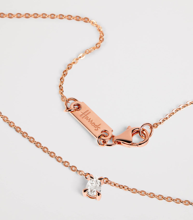 Harrods rose gold diamond pendant necklace 0.25ct - British product