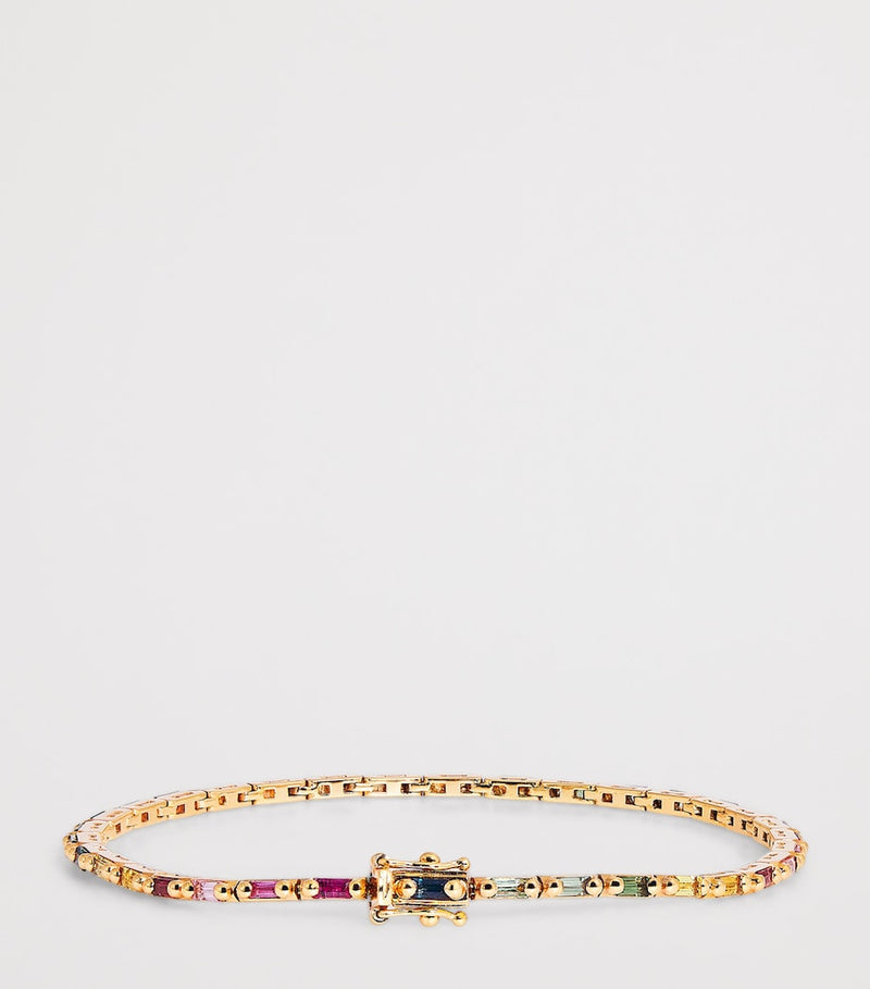 Suzanne Kalan rose gold rainbow sapphire tennis bracelet (British brand)
