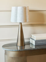 Next Libra Interiors Gold Bronze Southbourne Smoked Gold Table Lamp with Linen Shade 60cm- Buy online at McGrocer