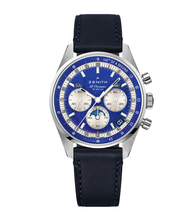 Zenith Chronomaster 38mm stainless steel watch with blue dial - British product
