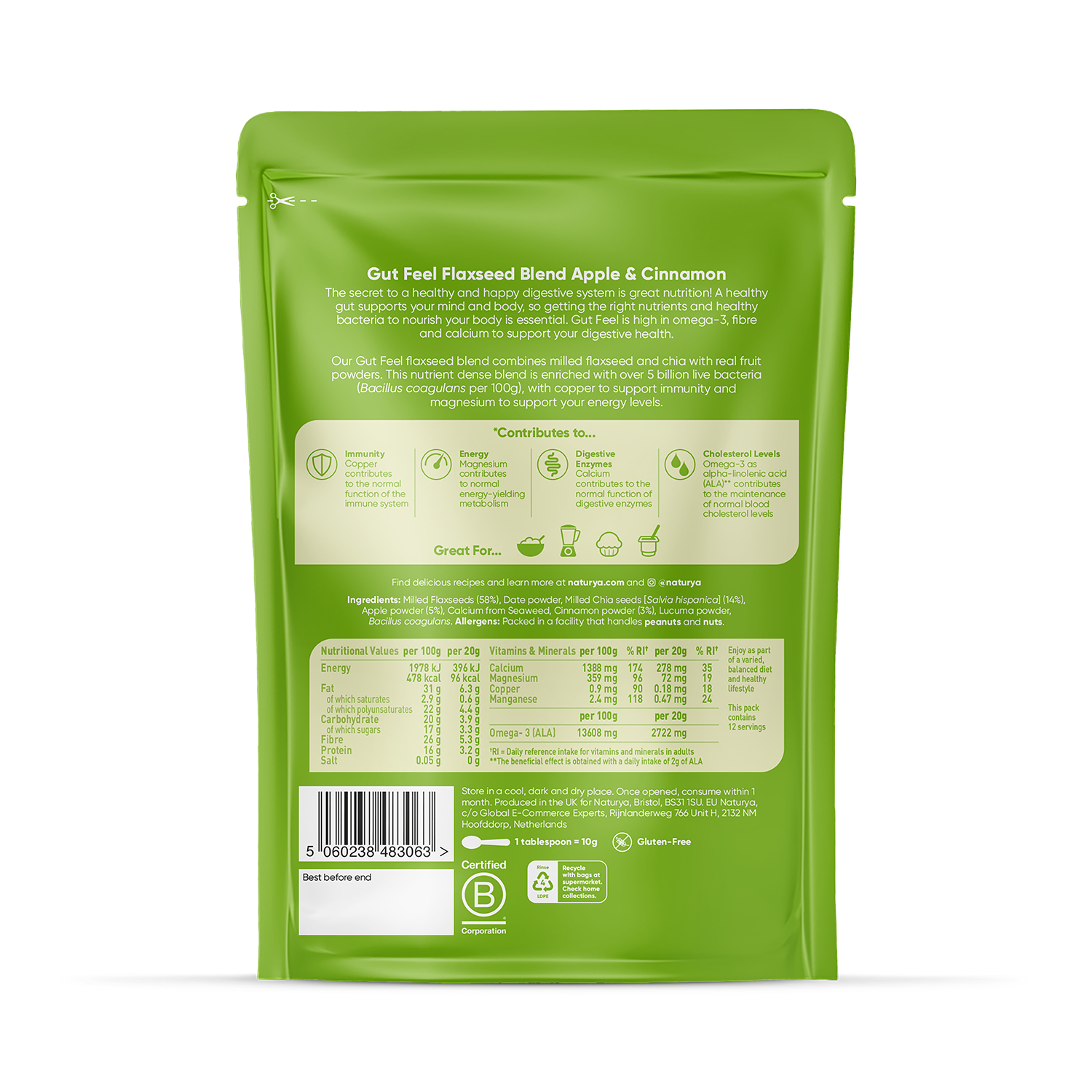 Naturya Gut Feel Flaxseed Blend Cacao & Maca 240g - 998856