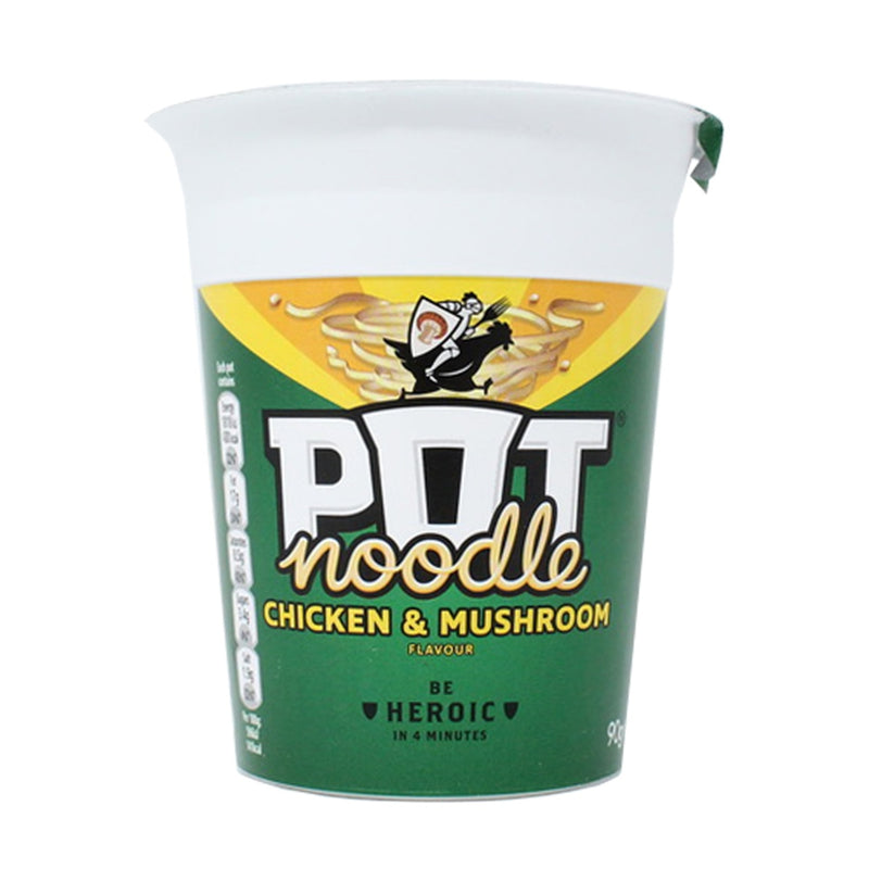 Pot Noodle Chicken & Mushroom flavour instant noodles 12x90g, imported from the UK