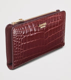 Aspinal of London large croc-embossed Mayfair purse (British brand)