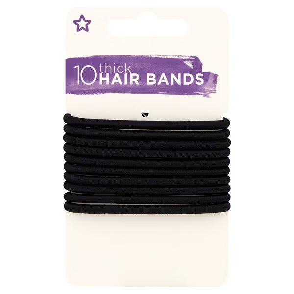 Superdrug black hair bands 10 Pack (British brand)