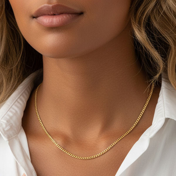 MUCHV thin curb chain necklace in gold or silver (British brand)