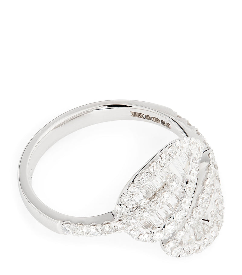 Anita Ko diamond leaf ring in 18kt white gold, imported from the UK