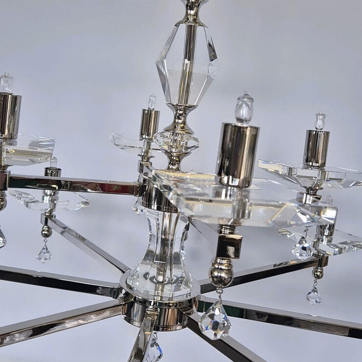 Impex Boston crystal and nickel chandelier 70cm, UK version