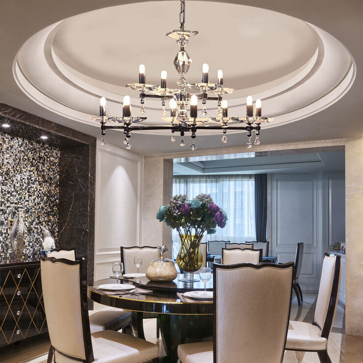 Impex Boston crystal and nickel chandelier 70cm, UK version