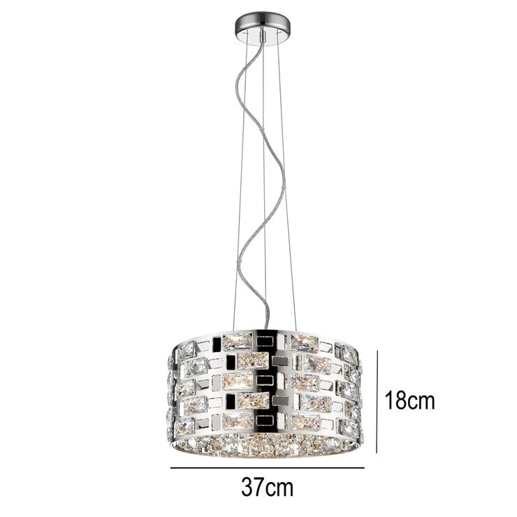 Impex Miami 5-light pendant chrome crystal 37cm - British product
