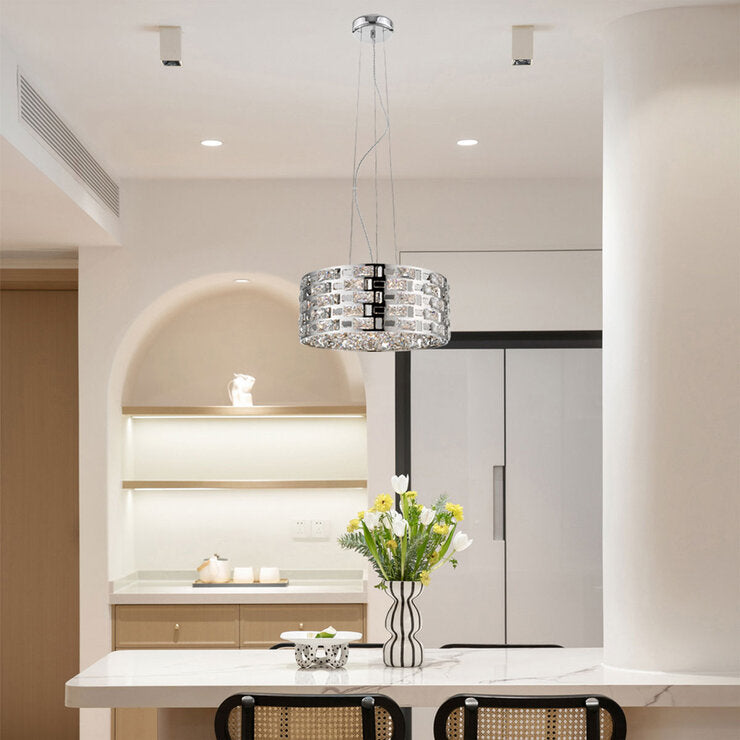 Impex Miami 5-light pendant chrome crystal 37cm - British product