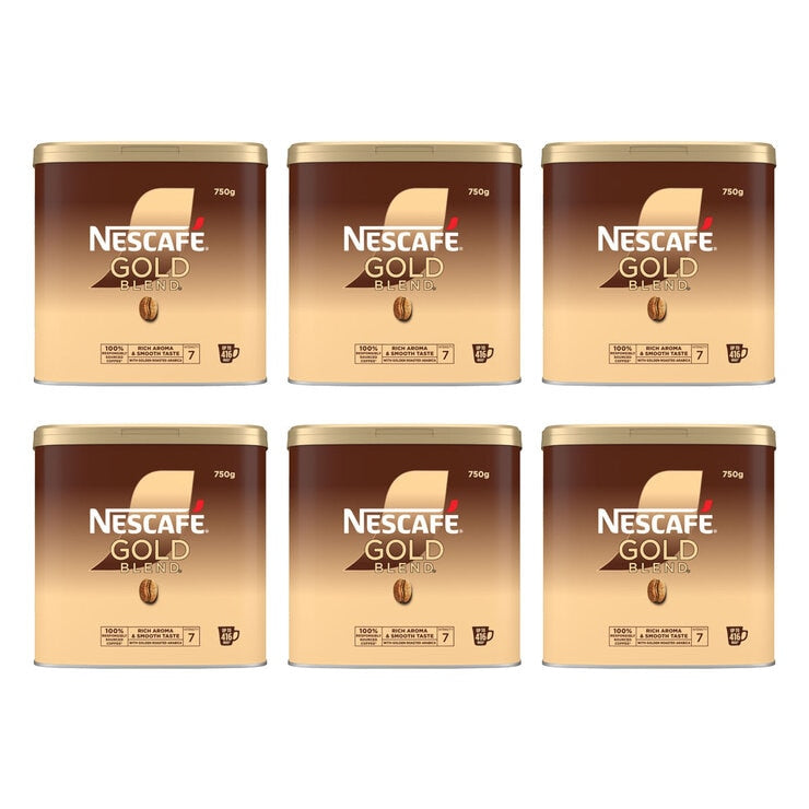 Nescafé Gold Blend instant coffee granules 6 x 750g tins (British brand)