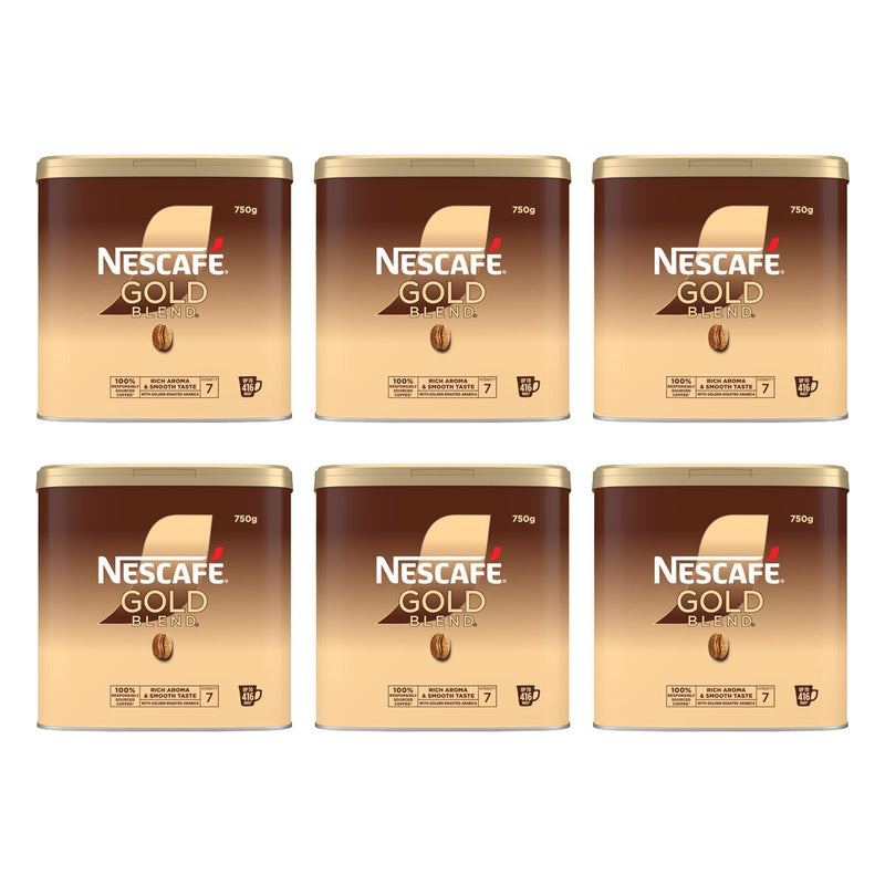 Nescafé Gold Blend instant coffee granules 6 x 750g tins (British brand)