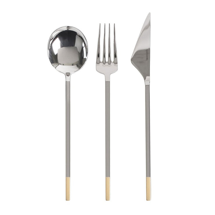 Golden Bell 18/10 stainless steel cutlery set 24 piece with gold accents - British product