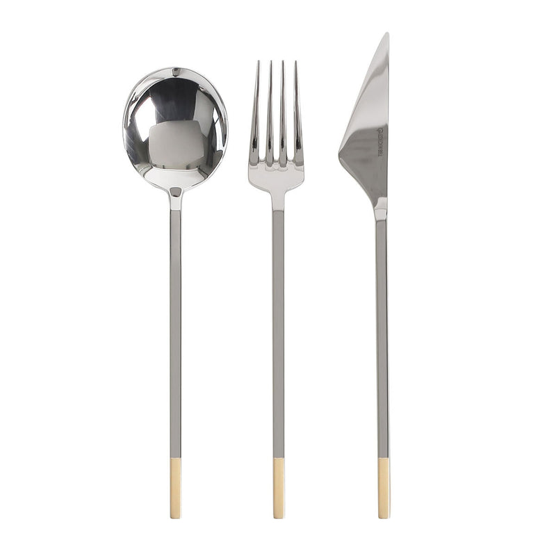 Golden Bell 18/10 stainless steel cutlery set 24 piece with gold accents - British product