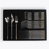 Golden Bell 18/10 stainless steel cutlery set 24 piece with gold accents - British product