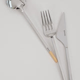 Golden Bell 18/10 stainless steel cutlery set 24 piece with gold accents - British product