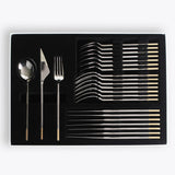 Golden Bell 18/10 stainless steel cutlery set 24 piece with gold accents - British product