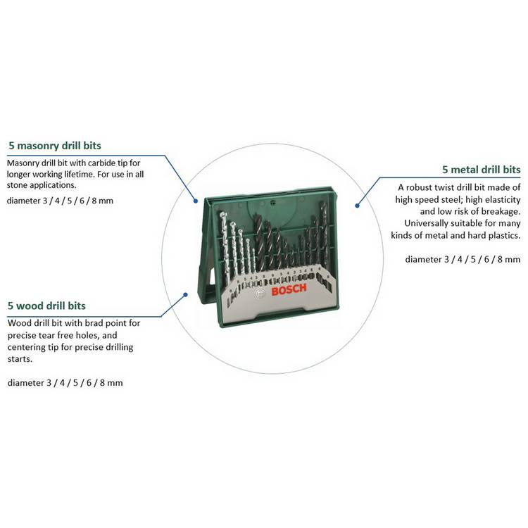 Bosch X-Line 15 piece drill bit set (British brand)