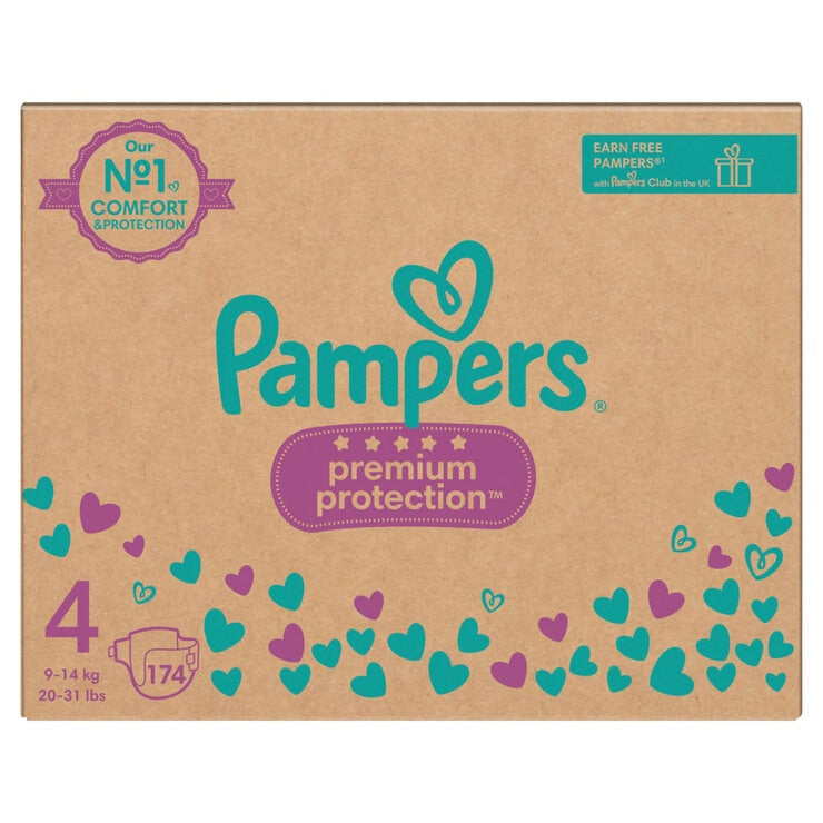 Pampers Premium Protection nappies size 4 174 pack (British brand)