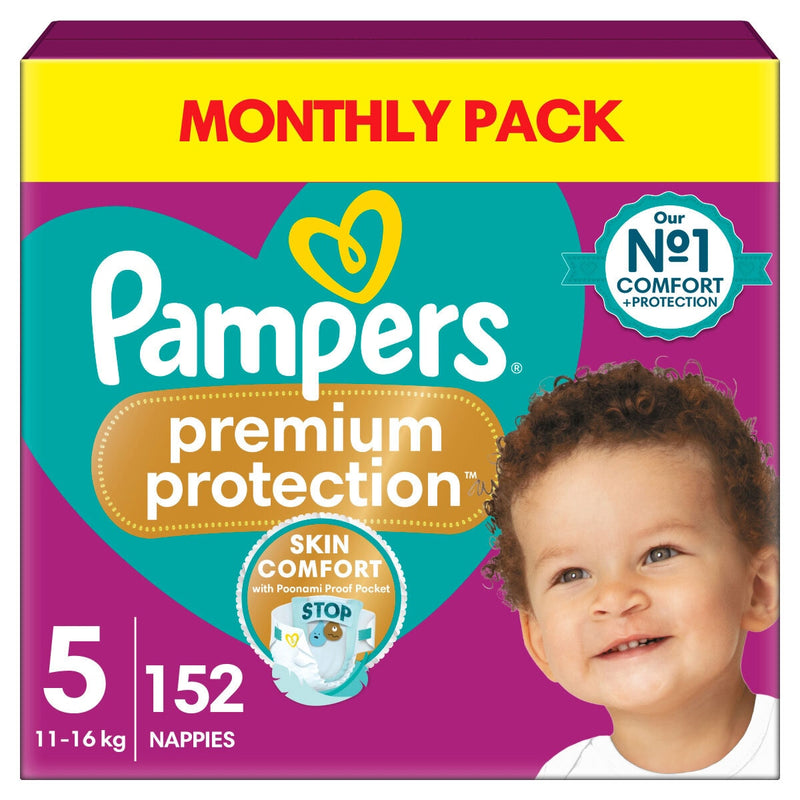 Pampers Premium Protection size 5 nappies 152 pack (British brand)