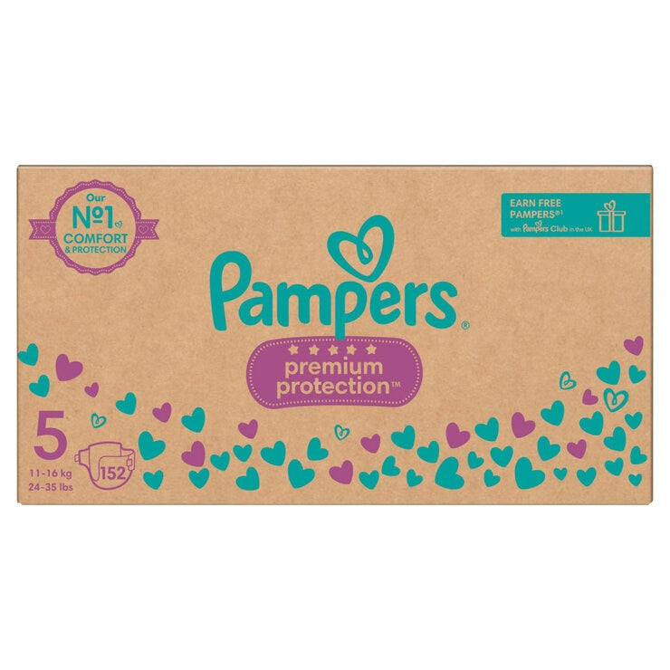 Pampers Premium Protection size 5 nappies 152 pack (British brand)