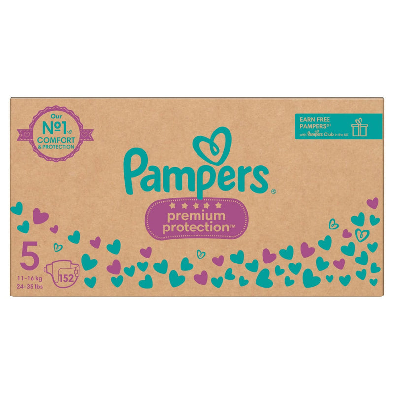 Pampers Premium Protection size 5 nappies 152 pack (British brand)
