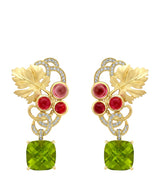 Harrods Boodles The Great Vine Palace Earrings in 18kt Yellow Gold with Diamond, Garnet and Peridot- Buy online at McGrocer