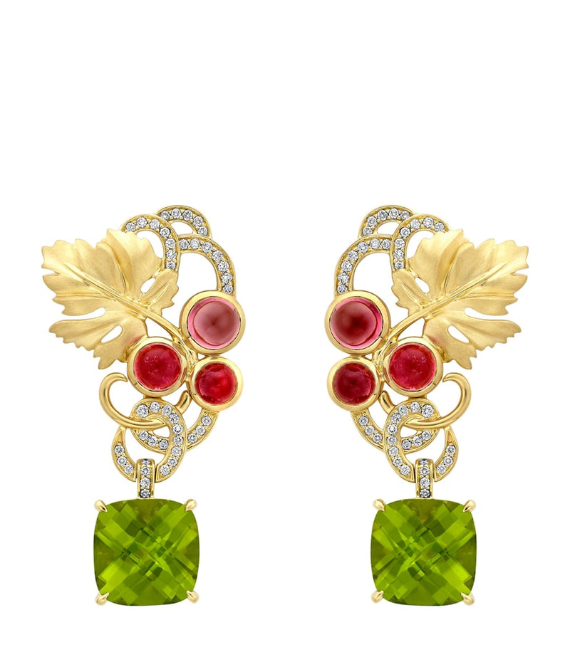 Boodles Palace Great Vine earrings with peridot garnet diamonds - British product