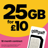 giffgaff 25GB SIM card 18 month good contract, imported from the UK