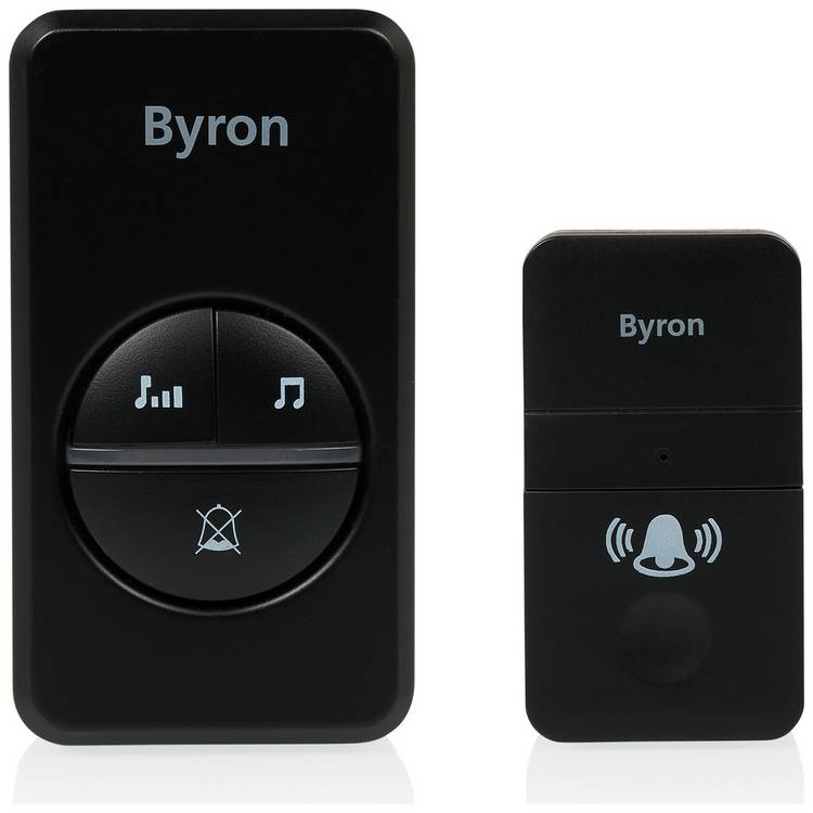 Byron black wireless plug-in doorbell 100m, UK version
