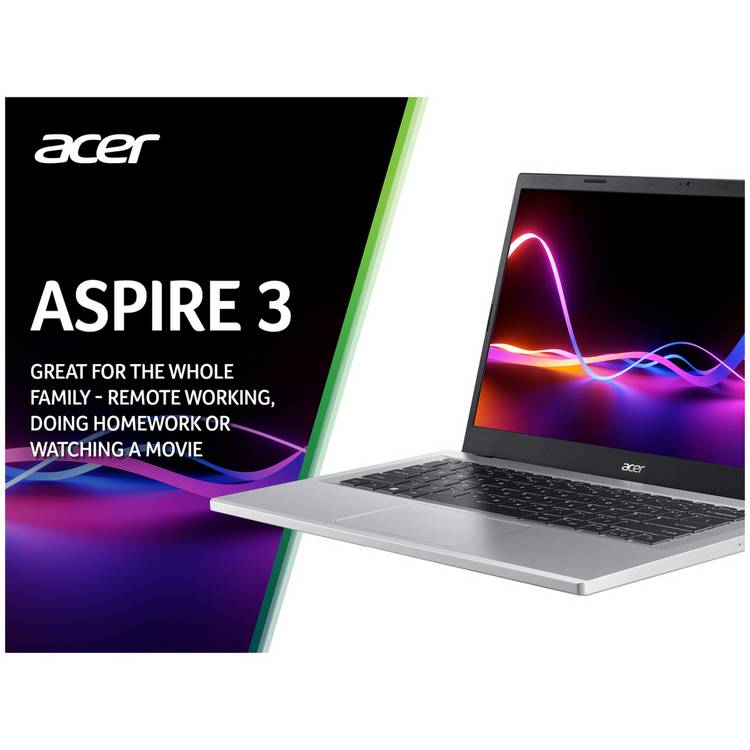 Acer Aspire 3 14in laptop i3 4GB 128GB Silver - British product