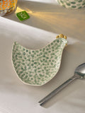 Sage green ceramic chicken spoon rest (British brand)