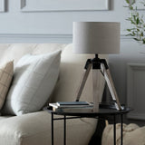 Argos Home Lyle 46cm wooden tripod table lamp grey, imported from the UK