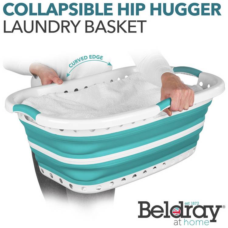 Beldray collapsible laundry basket in aqua 37 litres (British brand)