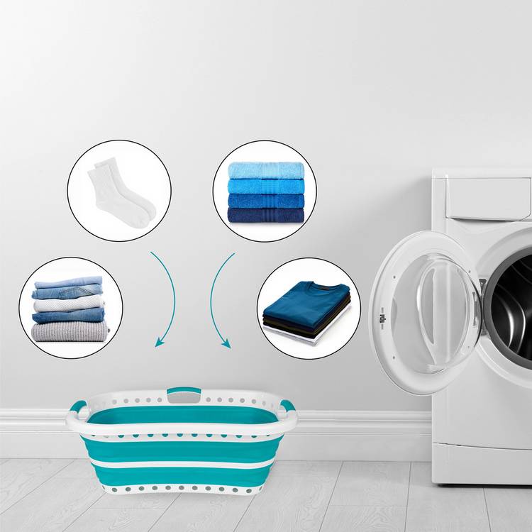 Beldray collapsible laundry basket in aqua 37 litres (British brand)