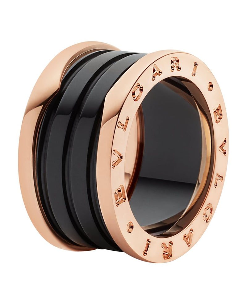 Bvlgari B.zero1 four-band ring rose gold black ceramic, imported from the UK