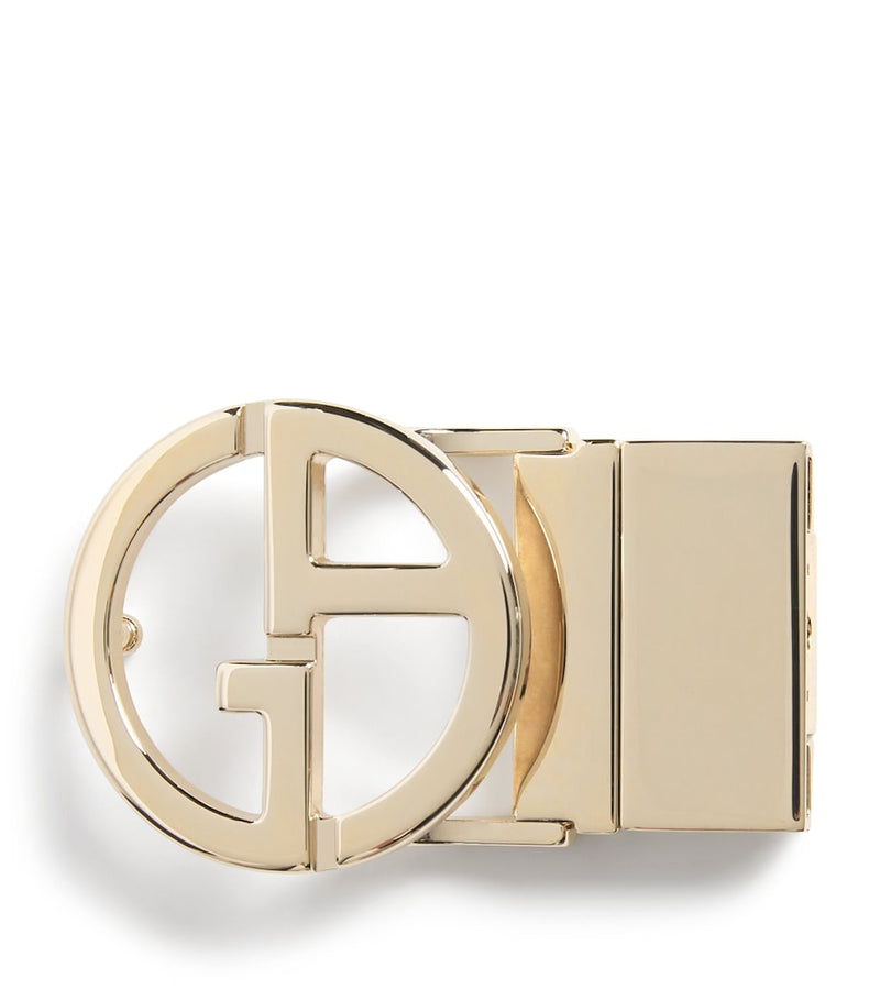 Giorgio Armani palladium-plated GA logo belt buckle, imported from the UK