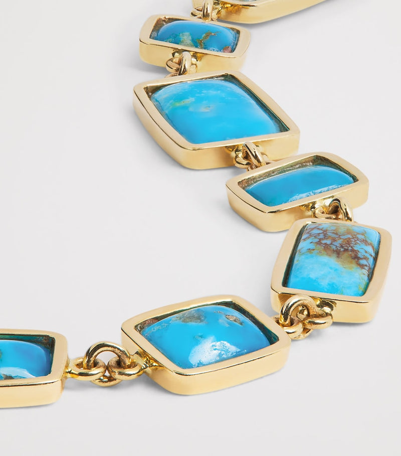 Jacquie Aiche yellow gold turquoise bezel bracelet, imported from the UK