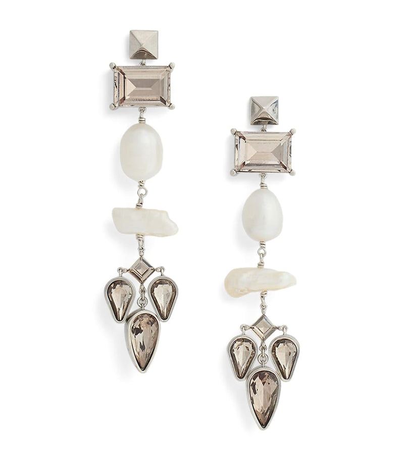 Ralph Lauren pearl and crystal drop earrings 11cm - British product