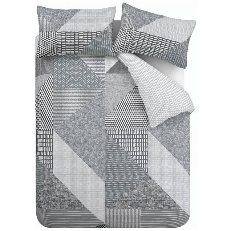 Catherine Lansfield bedding set Geo Grey White single - British product