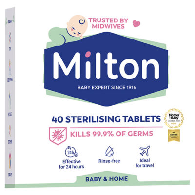 Milton fragrance-free sterilising tablets 160g, imported from the UK
